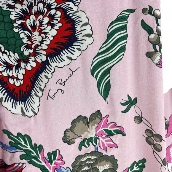 Tory Burch Adelia Floral Printed Wrap Midi Dress Pink Size 2 - Picture 10 of 15